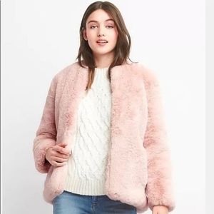 GAP Women Faux Pink Fur Coat Jacket (L)